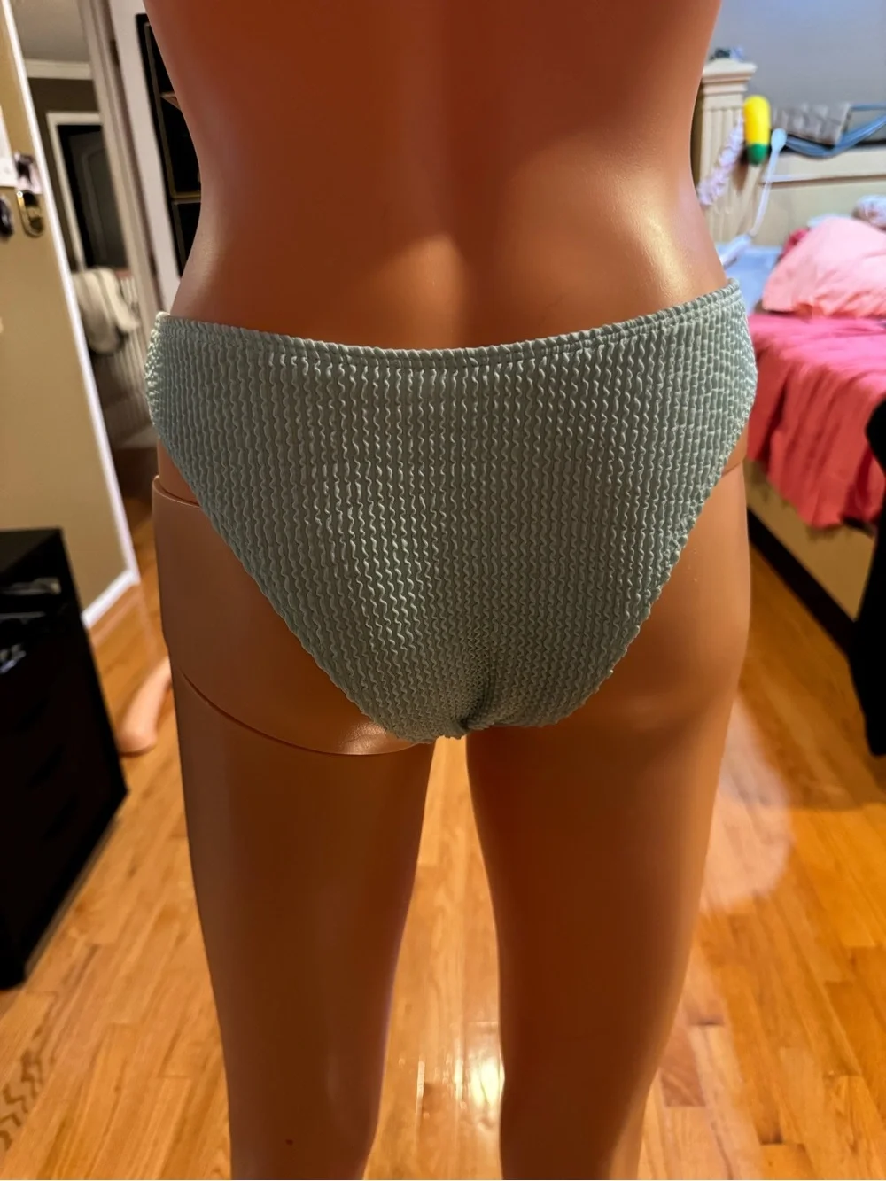 Turquoise Smocked Bikini Bottoms with Stretch